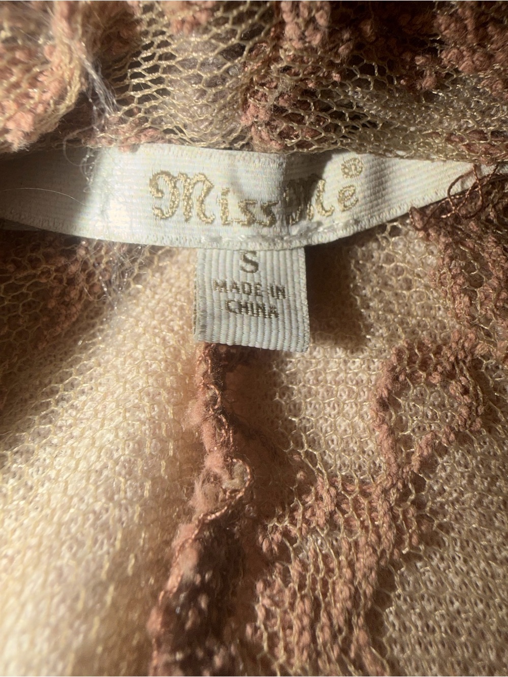 Miss Me Taupe Lace-Back Open Front Cardigan with Embellished Sleeves - Picture 3 of 3